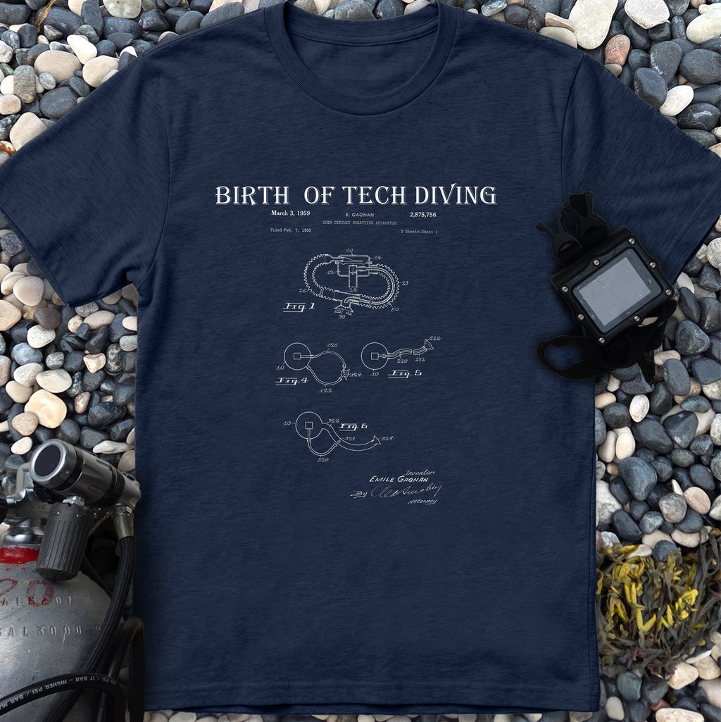 Birth of Tech Diving Gagnan Open Circuit Patent Tee