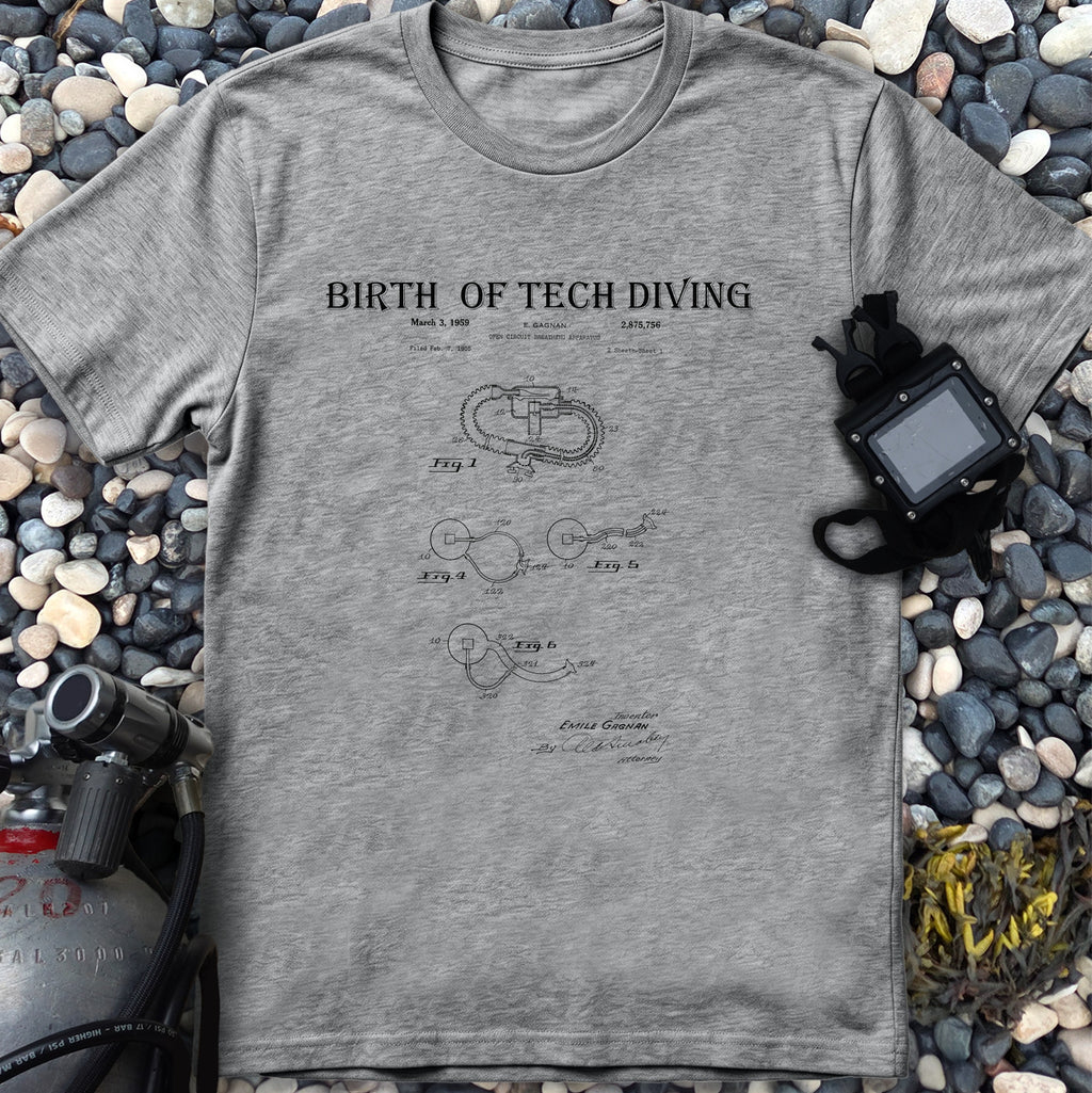 Birth of Tech Diving Gagnan Open Circuit Patent Tee